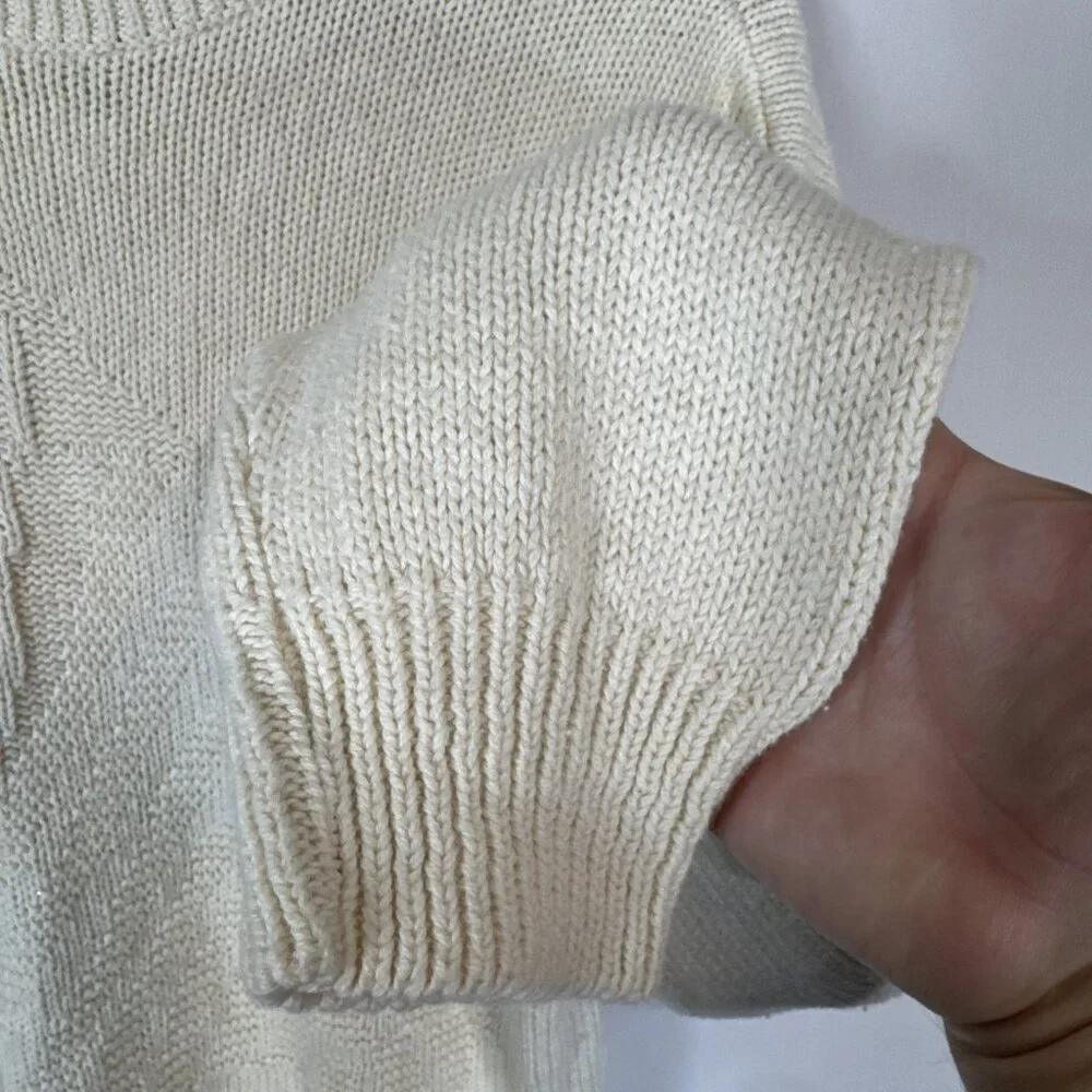 Vintage 1980s‎ Eddie Bauer Cream Sailboat Knit Sweater Made in USA NWT Sz S